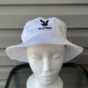 Playboy White and Black Bucket Hat Sz OS